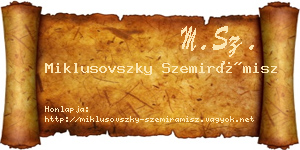 Miklusovszky Szemirámisz névjegykártya